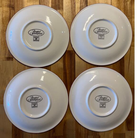 Susan Winget Set of 4 Sunrise Rooster with Sunflowers Salad Plates 8.5” - Picture 6 of 7